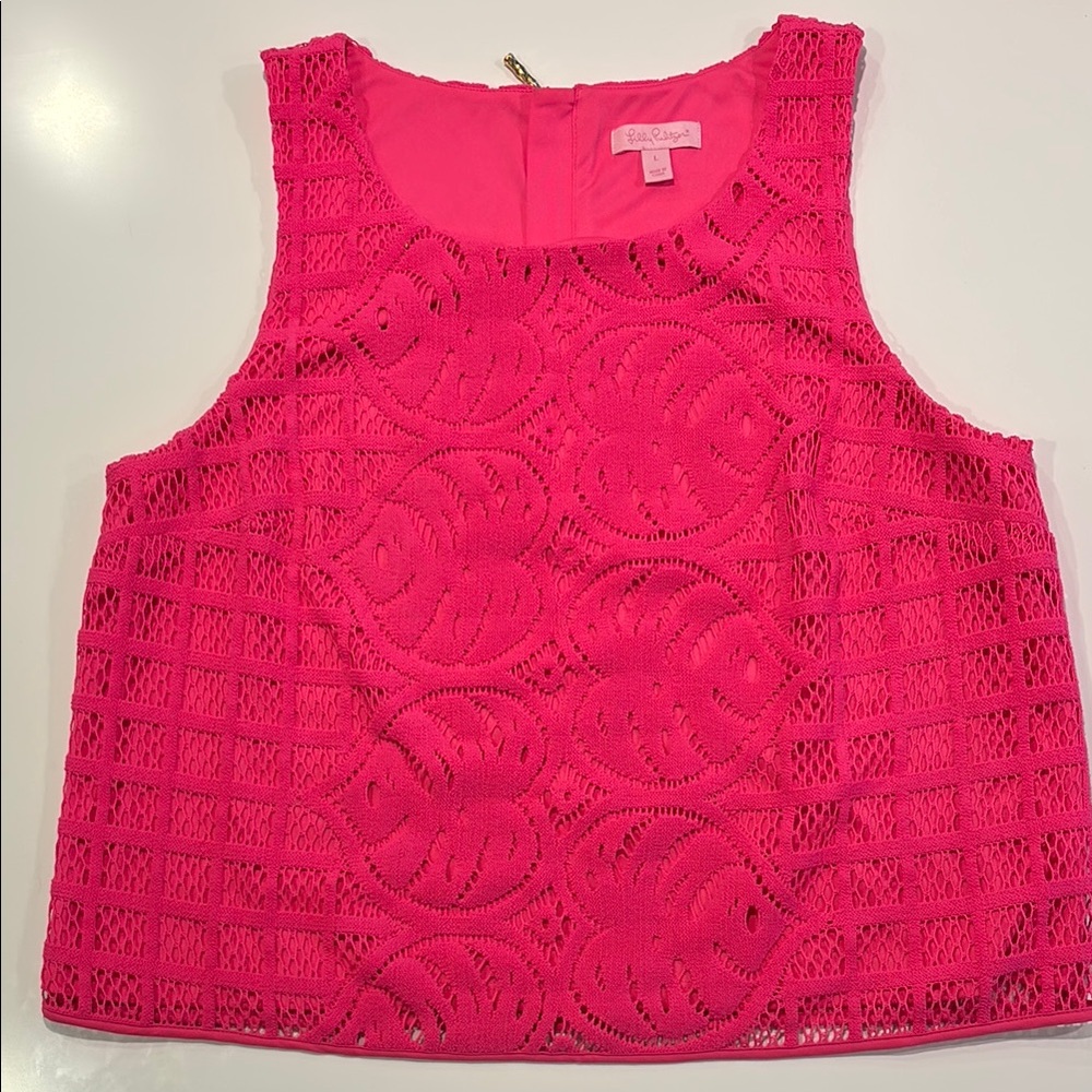Lilly Pulitzer Pink Cropped Lace Tank Top